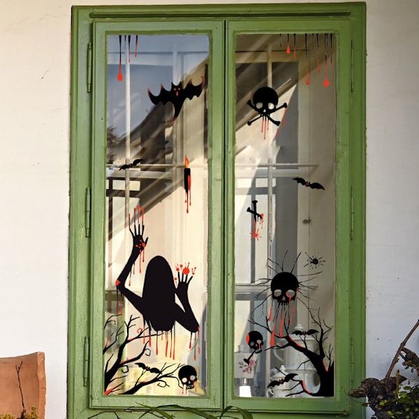 2 sæt Halloween horror blodfarvede langharet kvinde