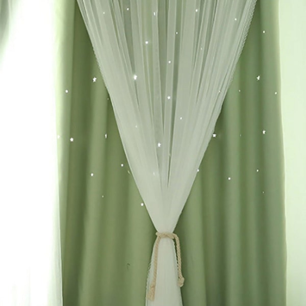 Stjärngardiner med utskurna stjärnor, mörkläggningsgardiner för sovrum, dubbla lager, mörkläggande fönstergardiner för barnrum sovrum (1 panel, 100cm*200cm)