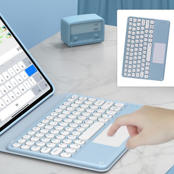 10 tums Bluetooth-tangentbord med pekfunktion, trådlöst tangentbord, ultratunt