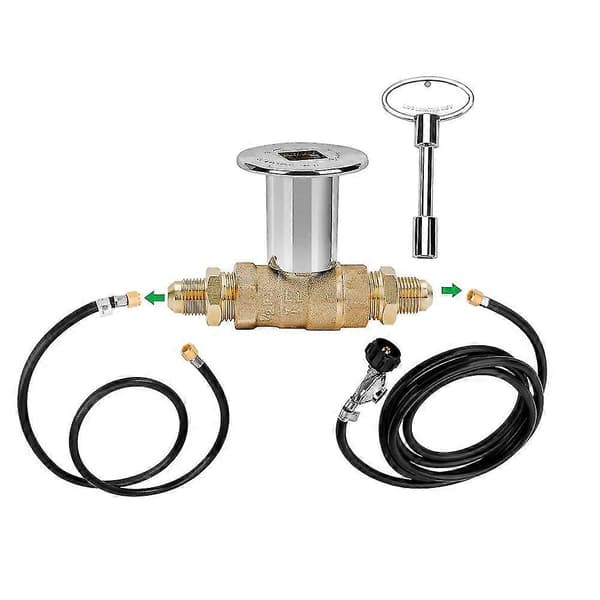 1/2-tommers Rett Kvarts-sving Stengeventilsett For NG LP Gasspeiser Med Polert Kromflens
