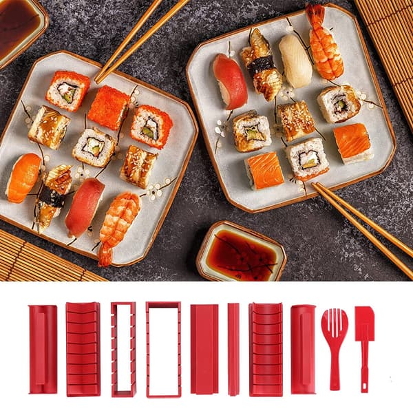 10-osainen sushityökalusetti punainen