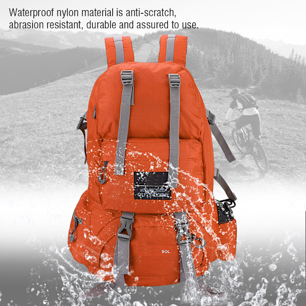 Free Knight 50L Vattentät Väska Nylon Camping Klättring Utomhus Resor Vandringsryggsäck Orange