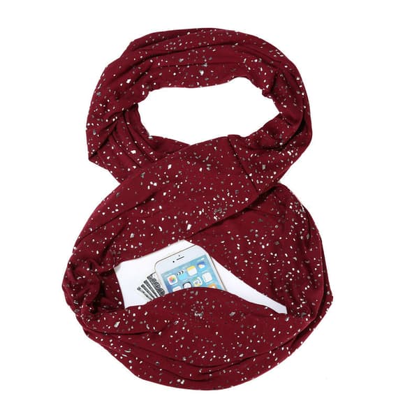 Silverprickig vinröd vacker och glänsande scarf, färggradient, se