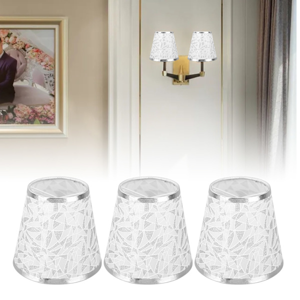 Tyglampskärm Klämma på Design Modern Tunna Tyglampskärmar för E14 Glödlampa Kandelaber Vägglampa 3st Silver