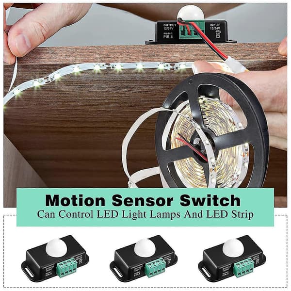 3 stk. 12 V 24 V Pir Sensor Infrarød Bevegelsesdetektor Kroppsbevegelsessensor Lysbryter Pir Kontroller