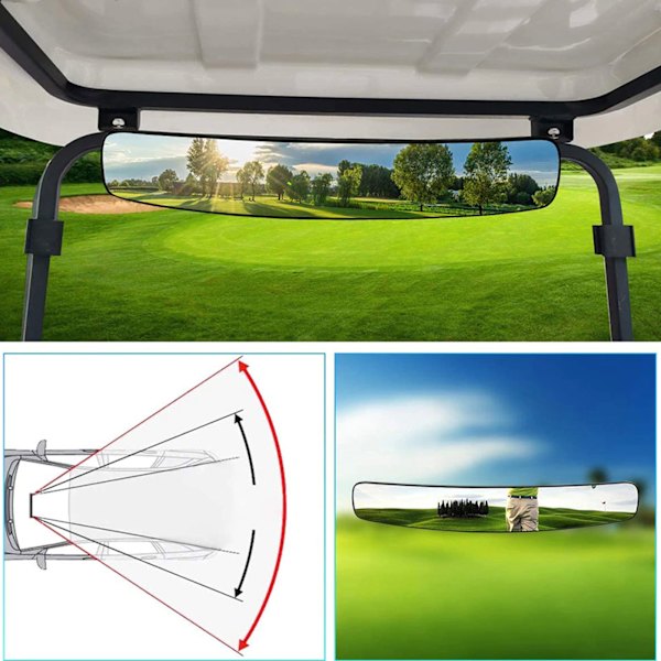 Bakspelspegel för Golfvagn, Krökt Design, Bred Klar Vy, Enkel Installation, Ersättning för Club Car