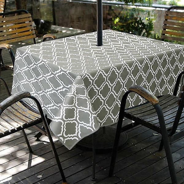 Rektangulær Innendørs Utendørs Vanntett Duk Med Hull For Parasoll Og Glidelås For Terrasse Hagefest