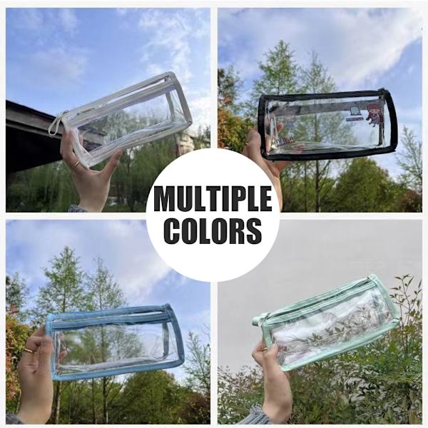 Dubbelskiktad transparent pennfodral Stor kapacitet enkel pennfodral