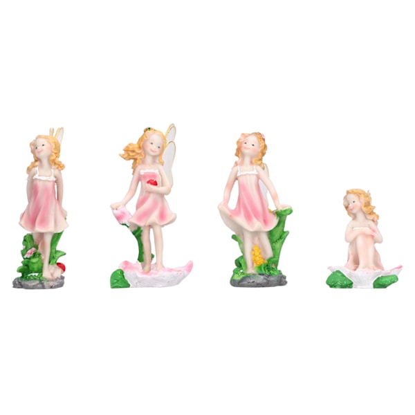 4 stk Fe-pynt Resin Fe-statue Miniatyrfigurer for Hagegårdsporter