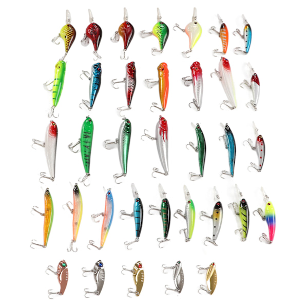 35 st Simulerings Hårdbete Blandad Minnow Fiske Lure Kit Minnow Lure för Sötvatten Saltvatten Båtfiske