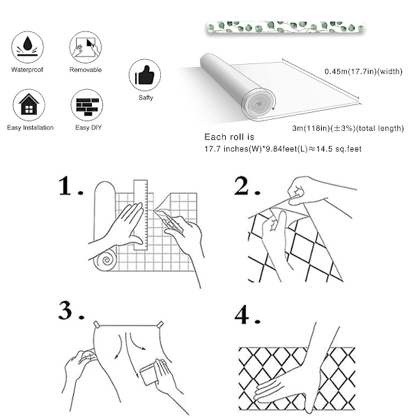 Peel and paste tapet eukalyptus blad vægmaleri hjem børneværelse
