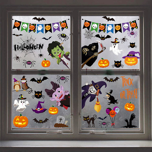 Halloween-ikkuna-tarrat lasin ikkunoiden koristeluun