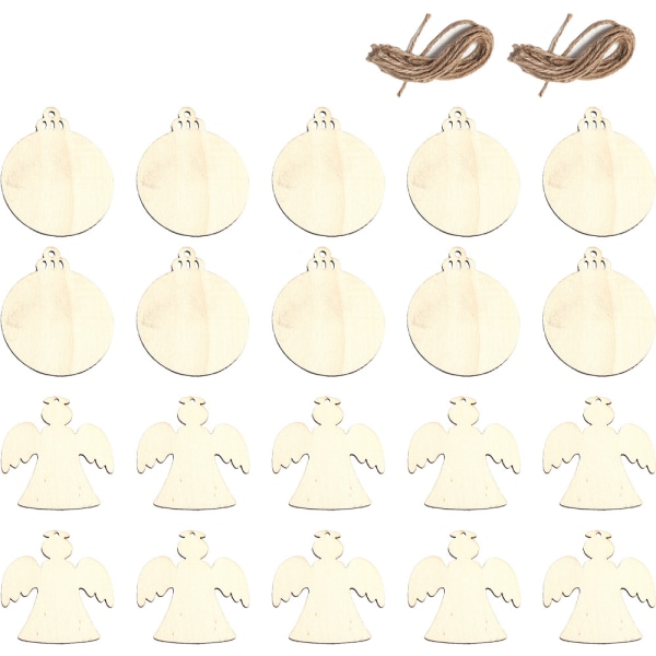 Christmas Wood Ornaments for Crafts, 20 Pcs DIY Unfinished Wood