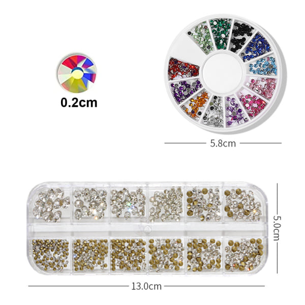 Nail Art Rhinestones, Nails Diamond Kits för kvinnor Nail Crystals 1#+5#