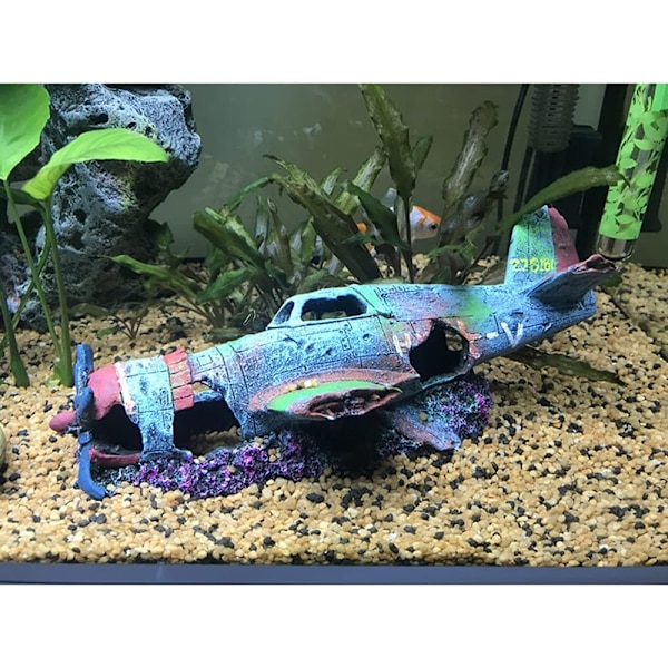 Harpiks Akvarium Militær Thunderbolt Jagerfly Vrag Akvarium Fiskekum Ornament Dekoration