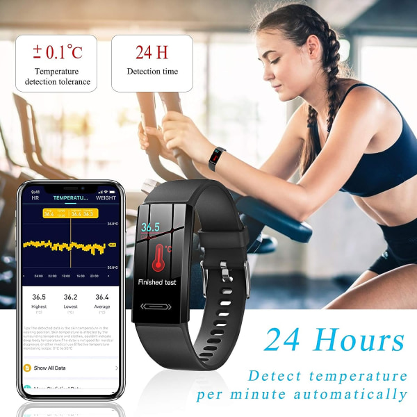 Fitness Tracker med kroppstemperatur hjärtfrekvensblod