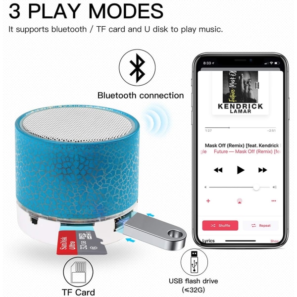 Bluetooth-høyttaler med god lydkvalitet og musikalitet, blå
