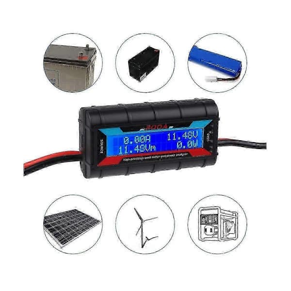 200A Högprecisions effektanalysator wattmätare batteriförbrukningsmonitor med LCD-bakgrundsbelysning