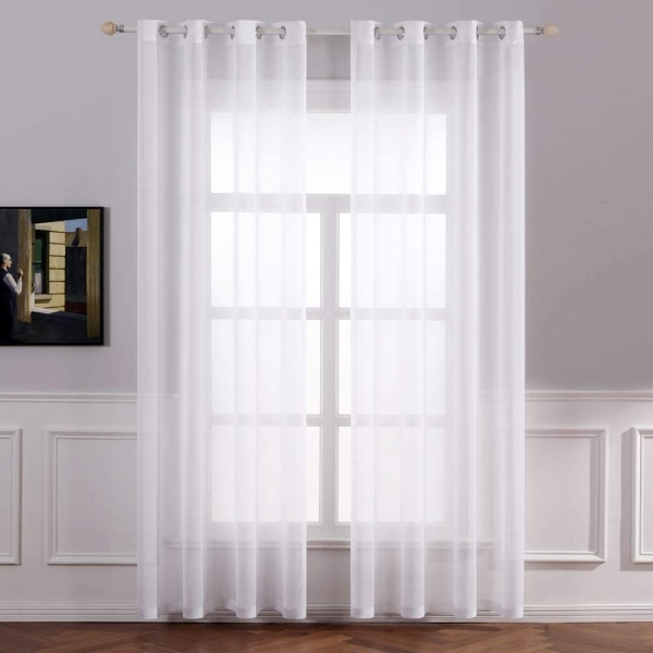 Gennemsigtig Voile Gardin med Øjer, Transparent Look Gardin Trans
