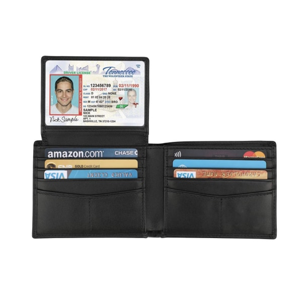Säkerhetsplånbok för äkta läder för herr RFID Blockerande Passcase