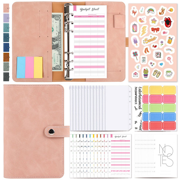 Budget Notebook Budget Notebook med film, A6 Budget Lösbladsmapp Pengkuvert Kuvertväg, Budget Notebook Pengarrangör, Pengarbesparing