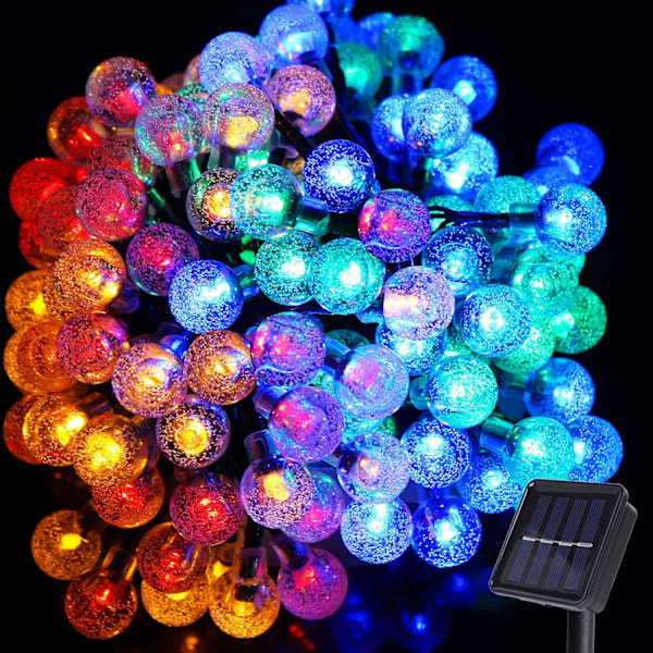 Solcellsdriven Kristallfärgad LED-slinga, Unik Handgjord Solenergi Inga Elavgifter 8 Ljuslägen Vattentät 100 LED-lampor, Lång Livslängd