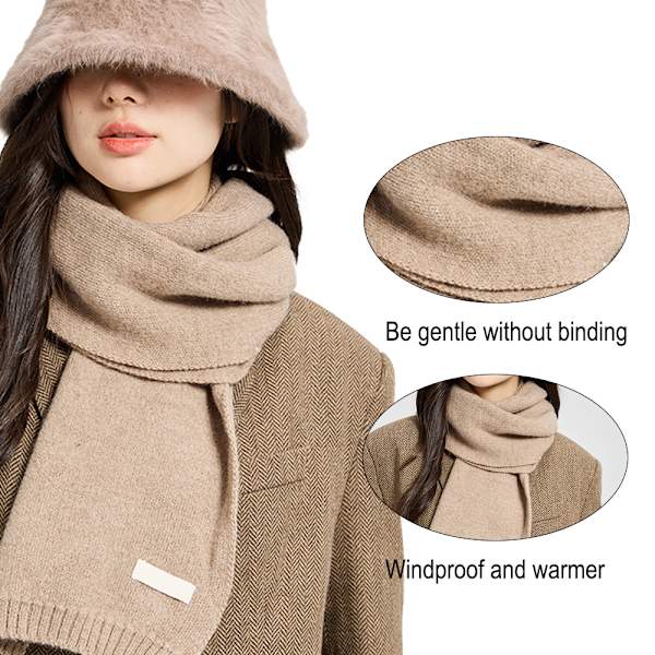 Varmt efterårs- og vintertørklæde, ensfarvet vinterhalstørklæde Linen