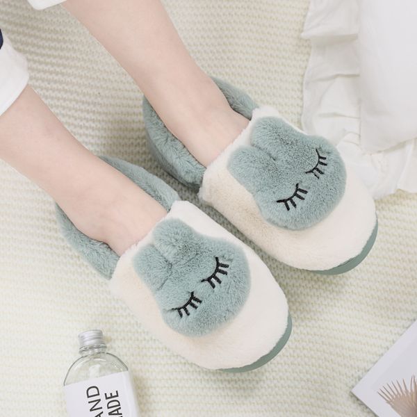 Kaninslippers för kvinnor, fluffiga, söta, djur, minnesskum, inomhus