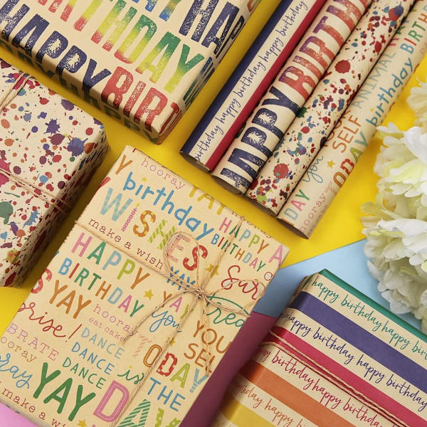 Ko-hud födelsedagspresent Inslagning Retro presentförpackning Inslagning papper