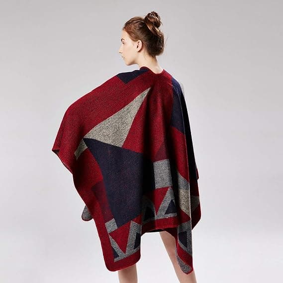 Rødt Vendbart Oversized Vinterteppe Sjal Wrap Åpen F for Kvinner