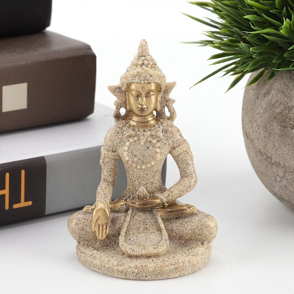 Gudomlig Närvaro, Mini Buddha-staty i Sandsten, Livfullt Hantverk, Förbättra Ditt Meditationsutrymme Med Positiv Energi Och Utsökt Konstnärlighet,
