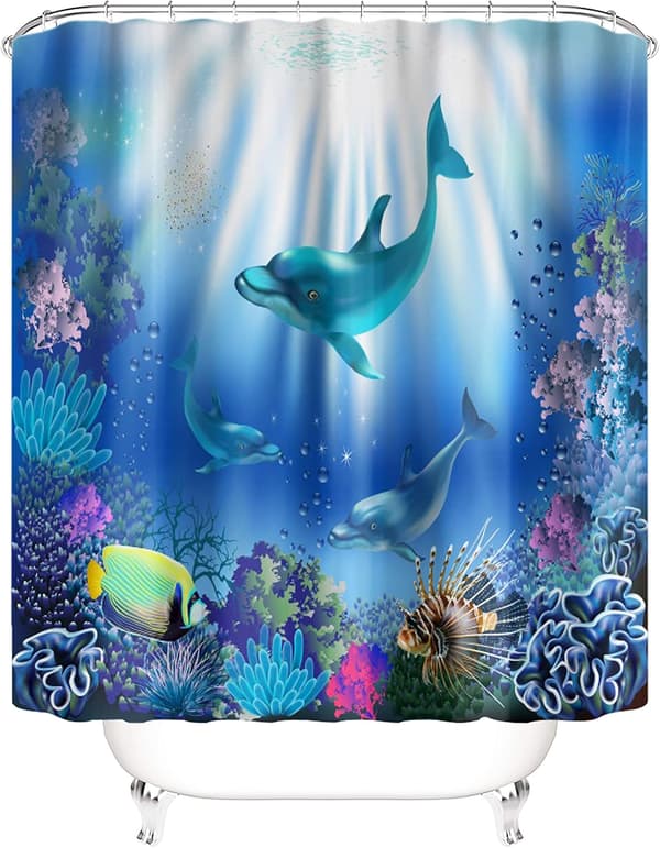3D Digitaltryck Havsliv Fisk Serie Badrum Duschdraperi