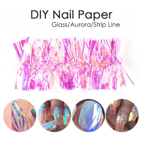 4 lådor holografiskt glas spikpapper klistermärke Gradient Aurora överföringsfolie Shinning spegel wraps holografisk nail art dekoration glitter