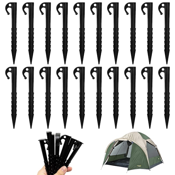 Klistermärke-20PCS svarta plastmarkspikar-flyglådeförpackning