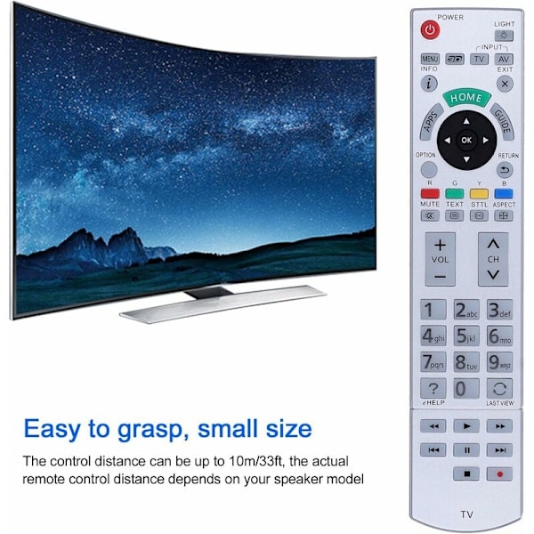 Passar Panasonic Smart 3D Plasma Lcd Led Tv, Ersättningsfjärrkontroll av bättre kvalitet, Ingen programmering krävs, Kontrollavstånd upp till 10 m, Hållbar