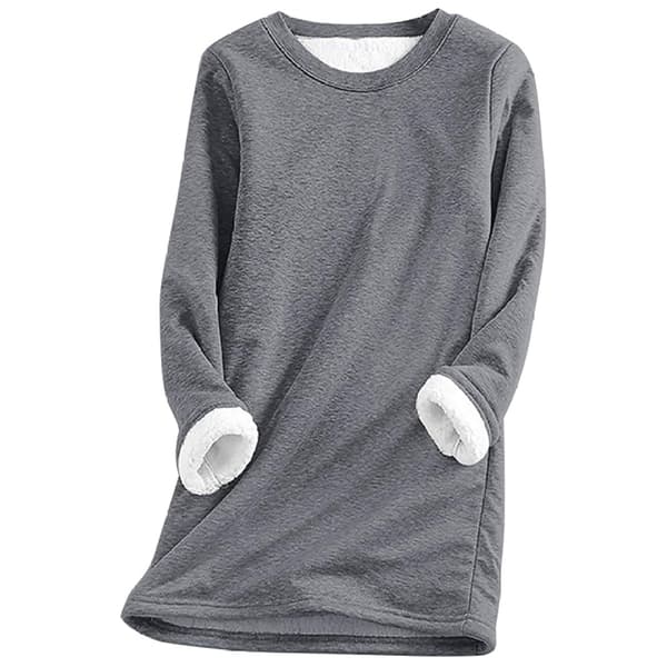 Fleecegenser for kvinner, varmforet pullover, vintertopp dark gray 2XL