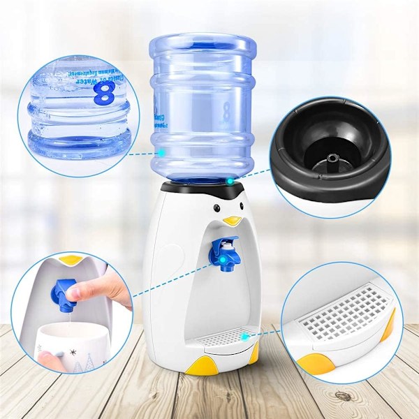 Pinguin Vanddispenser, 2,5L Mini Sød Pinguin Vanddispenser med Vandspand Drik 8 Glas Vand til Hjem Kontor Studenter Kollegium Gave