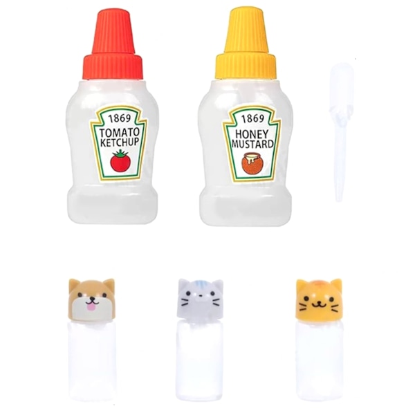 Plastik Mini Bento Soy Sauce Flasker Klem Salatdressing Flasker Bærbare Saucebeholdere