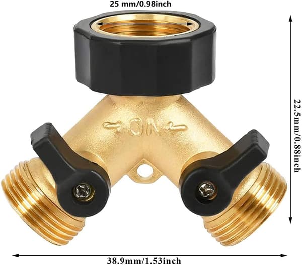 TPR Gummibelagt Slangekobling, Solid Messing Kropp 2-veis Stengeventil for Hage- og Drivhusvanning