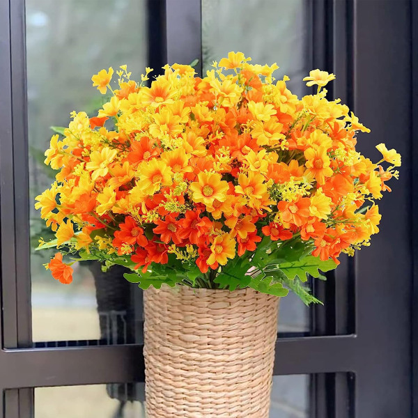6 Buketter Konstgjorda Blommor Utomhus UV-Resistenta Falska Blommor