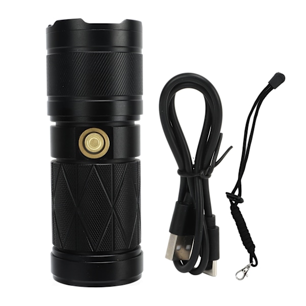 Mini LED Ficklampa Portabel USB Uppladdningsbar Teleskopisk Zoom Hög Ljusstyrka LED-Ficklampa för Utomhusäventyr Camping
