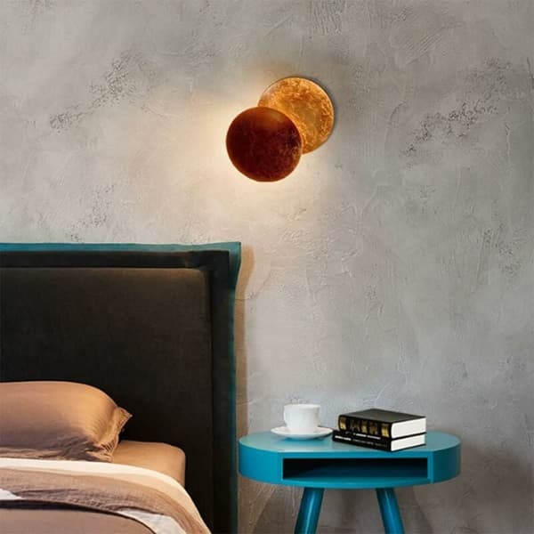 Moderne LED Væglamper med Ambient Lys, Roterbart Eclipse Design i Guld Kobber, Nem Installation til Soveværelser Gange Børneværelser (Rust