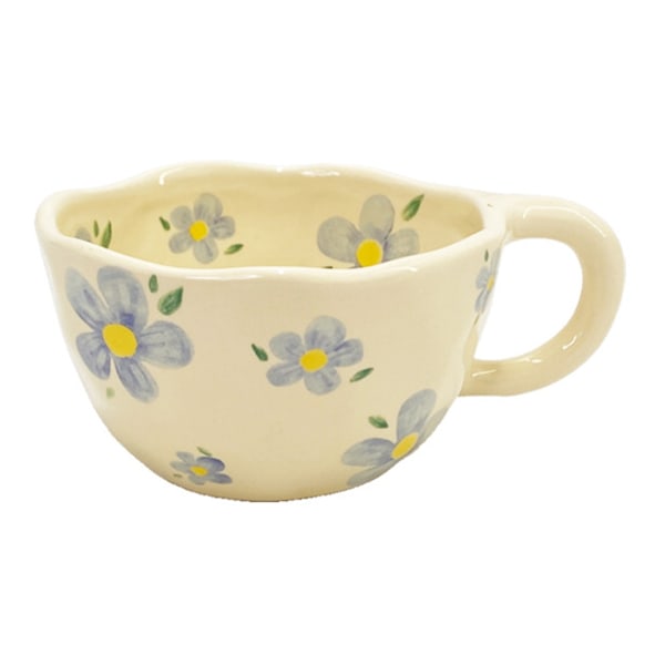 Keramisk kaffekrus, kreativ blomsterkrus for bruk på kontoret og hjemme, oppvaskmaskin- og mikrobølgeovnsikker, egnet for brygging av lattes og melk