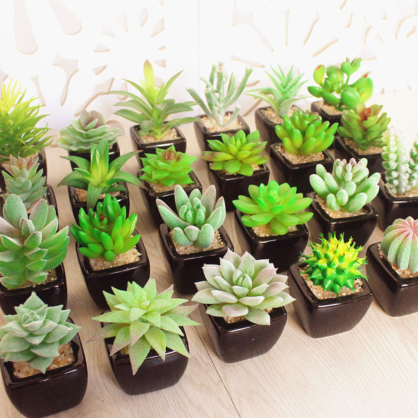 4 st mini simulerade suckulenter bonsai kreativa prydnader