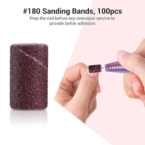 100 st professionella slipband för nagelvård 180 grit fil slipbit set för nagelborrmaskiner