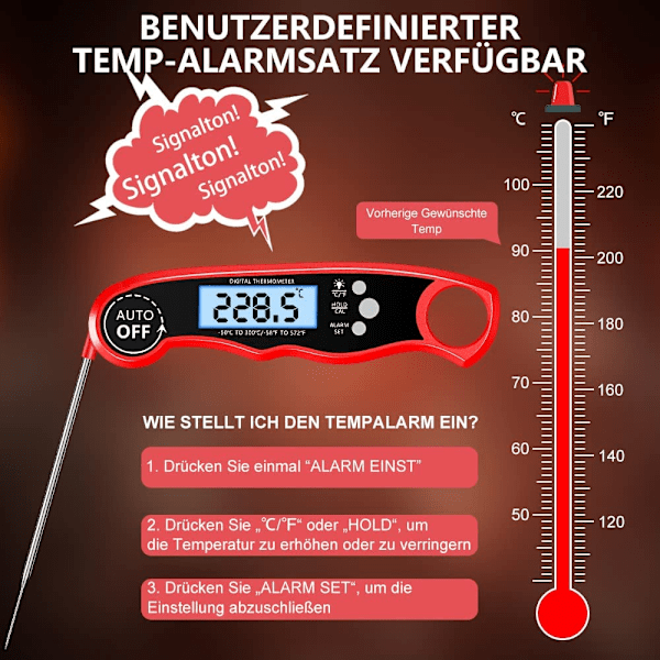 Barbecue Buddy: Digital Kötttermometer Med Exakt Mätning, Vattentät & Robust Design, Snabb Temperaturavläsning För Kulinarisk Mästarklass