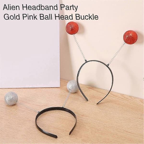 Adorkable antenne-hodeplagg til skoleball, bursdag, hårbøyler, morsomt hodeplagg, tegneserie-alien-antenne, sølv Black