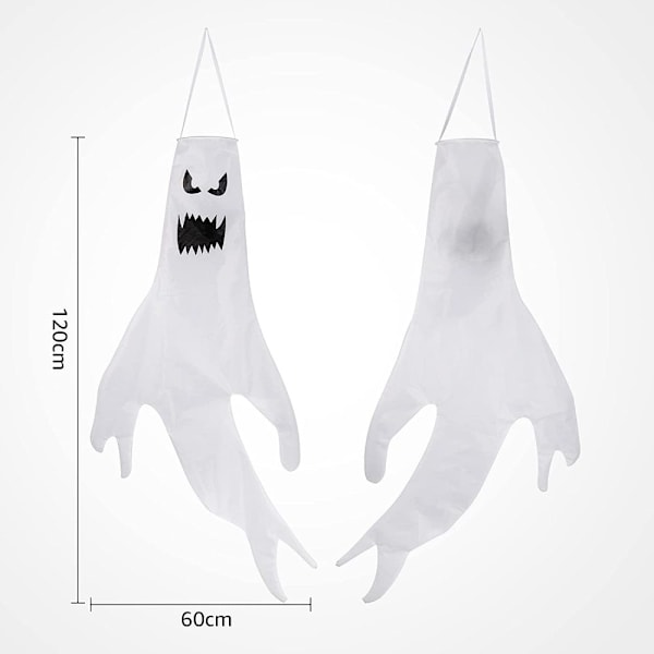 Halloween Dekorationer, Spökvindstrutar i Polyestertyg med Utbytbara Batterier för Inom- och Utomhusbruk (2-pack)
