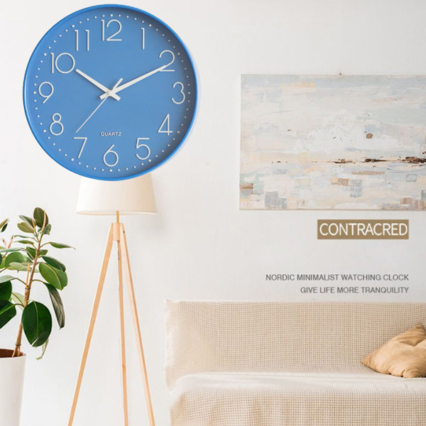 12 Tommers Nummer Dial Face Moderne Veggklokke, Stille Ikke-tikkende
