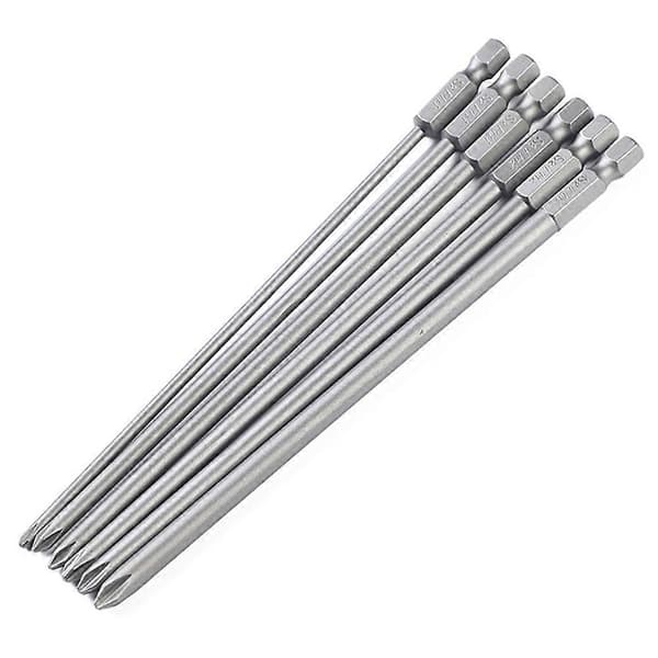 6 stk. S2 stål 150 mm 1/4 tomme PH1 PH2 magnetisk hoved krydsskruetrækkerbitsæt